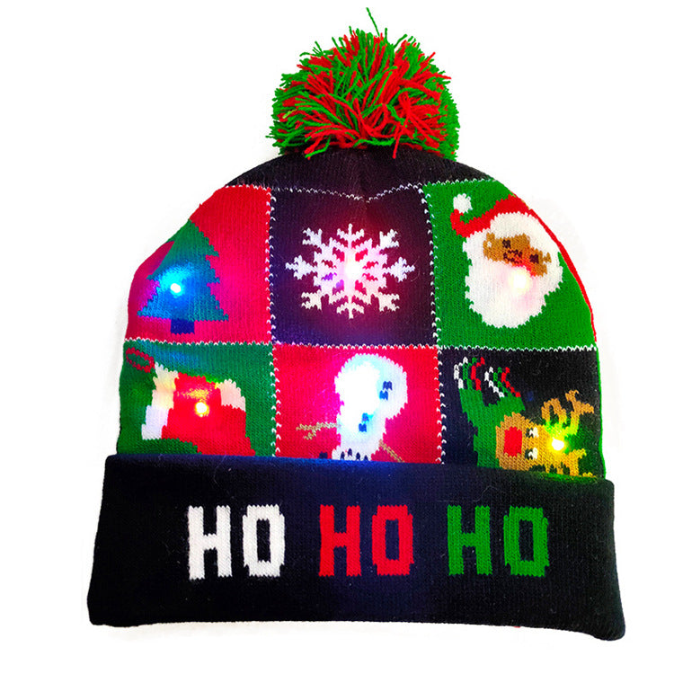 LED Christmas Hat Sweater Knitted Beanie Christmas Light Up