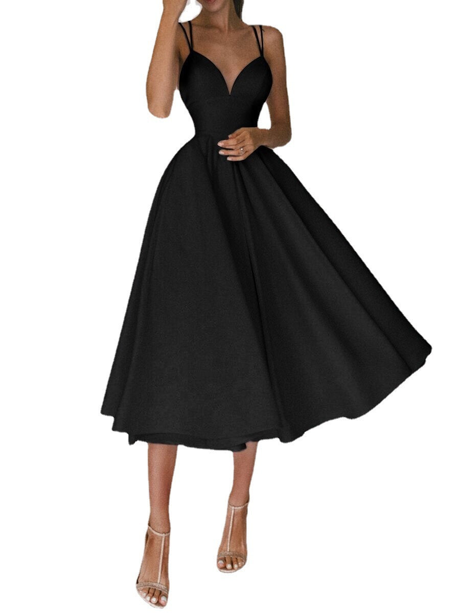Sexy V-neck Suspender Dress Summer Fashion A-Line