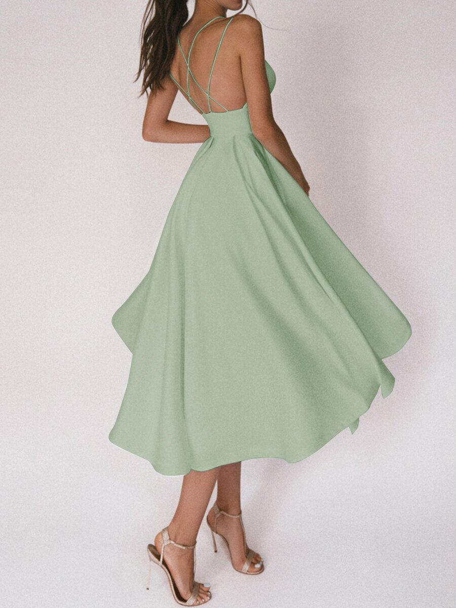 Sexy V-neck Suspender Dress Summer Fashion A-Line