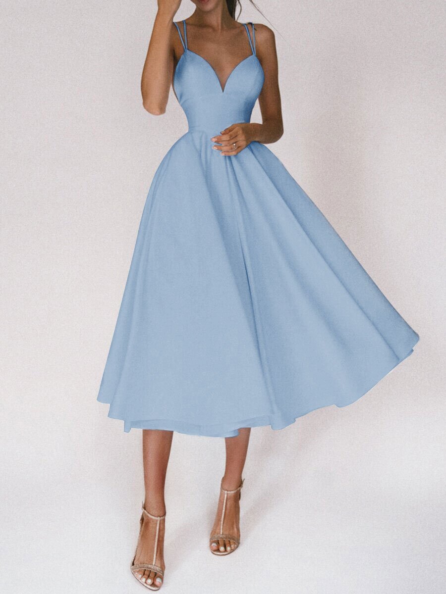 Sexy V-neck Suspender Dress Summer Fashion A-Line