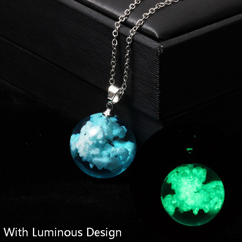 Cloud Transparent Ball Necklace Luminous Design Necklace Novelty Jewelry