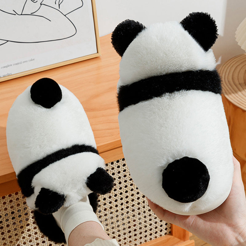 Cute Panda Shoes Winter Plush Slippers Women Warm Cartoon House Shoes Indoor Home