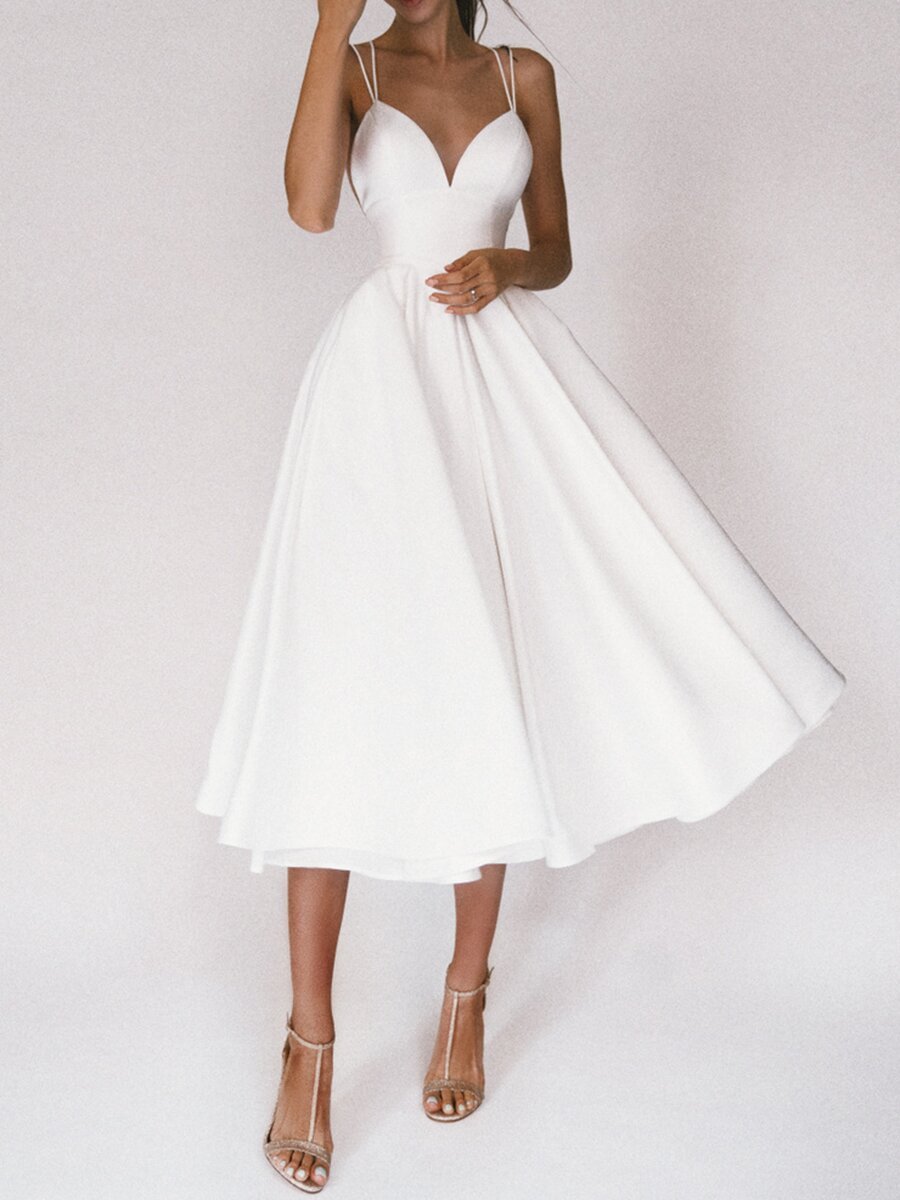 Sexy V-neck Suspender Dress Summer Fashion A-Line