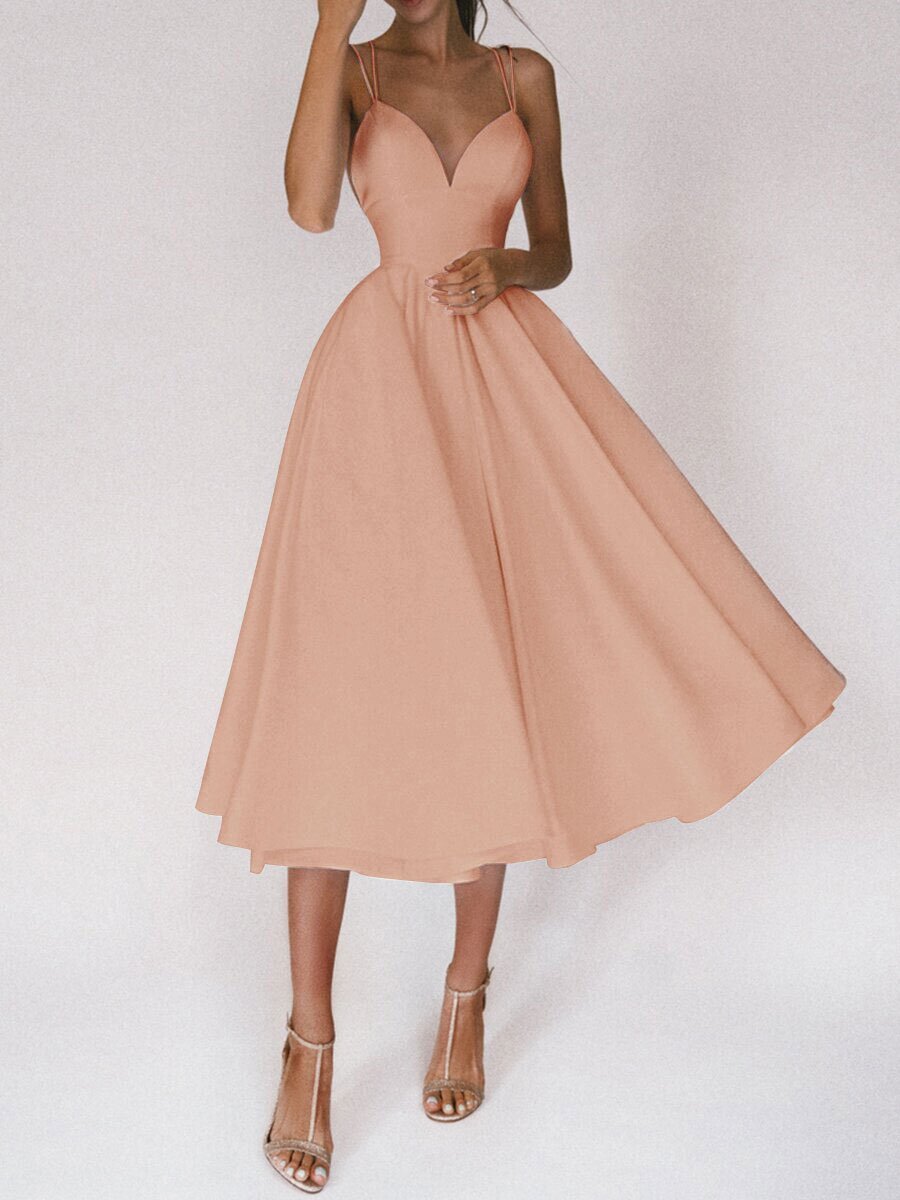 Sexy V-neck Suspender Dress Summer Fashion A-Line