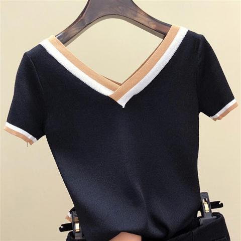 Women's Thin Sweater V-neck Ice Silk Top