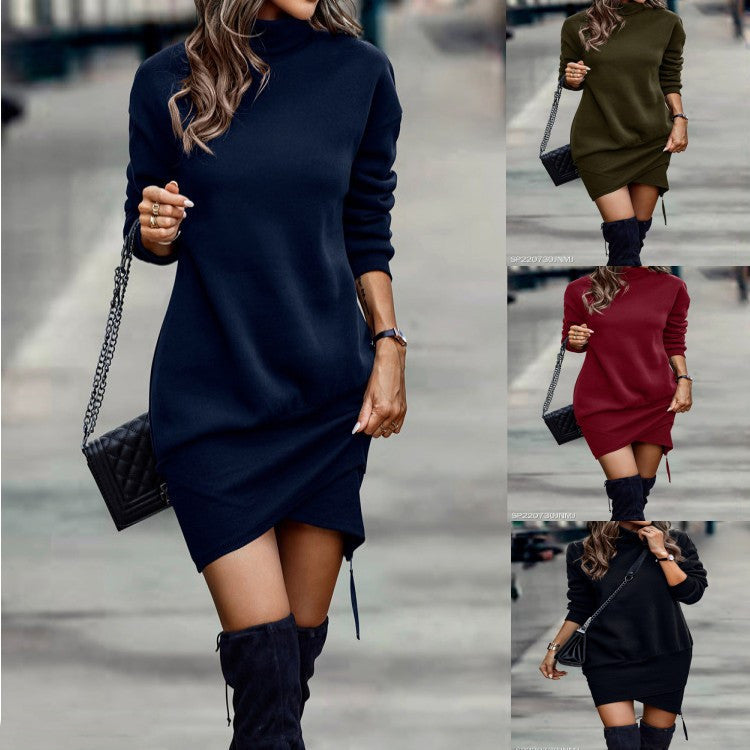Long Sleeve Dress Solid Color Dress Womens