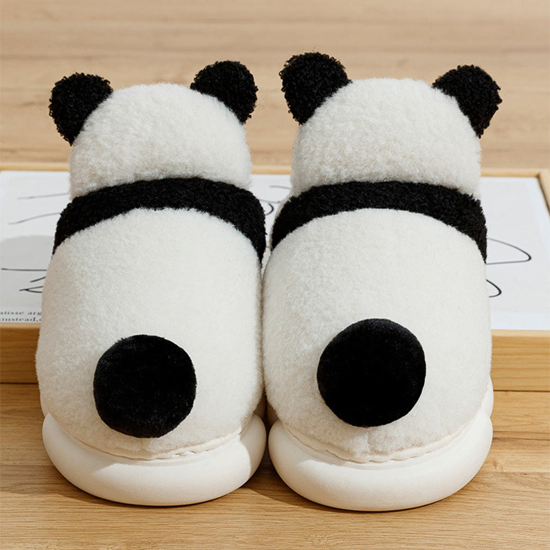 Cute Panda Shoes Winter Plush Slippers Women Warm Cartoon House Shoes Indoor Home