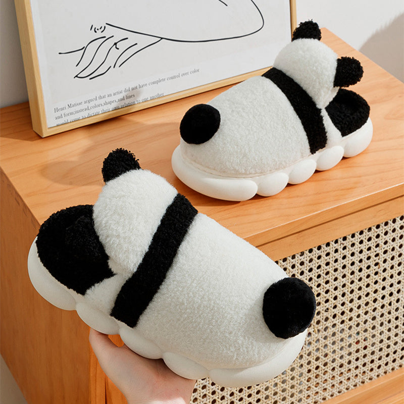 Cute Panda Shoes Winter Plush Slippers Women Warm Cartoon House Shoes Indoor Home
