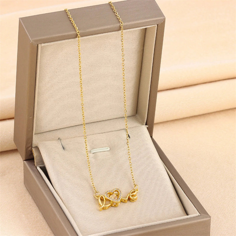 Titanium Steel Necklace Love Female Clavicle Chain