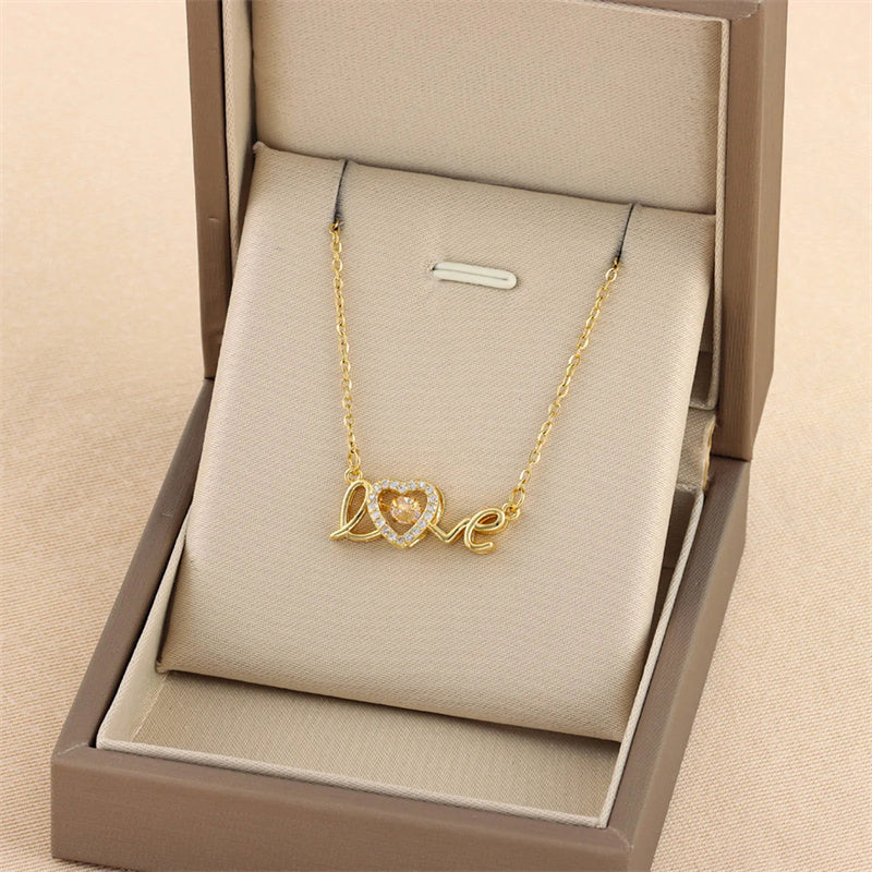 Titanium Steel Necklace Love Female Clavicle Chain