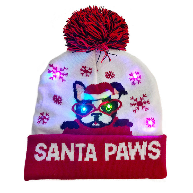 LED Christmas Hat Sweater Knitted Beanie Christmas Light Up