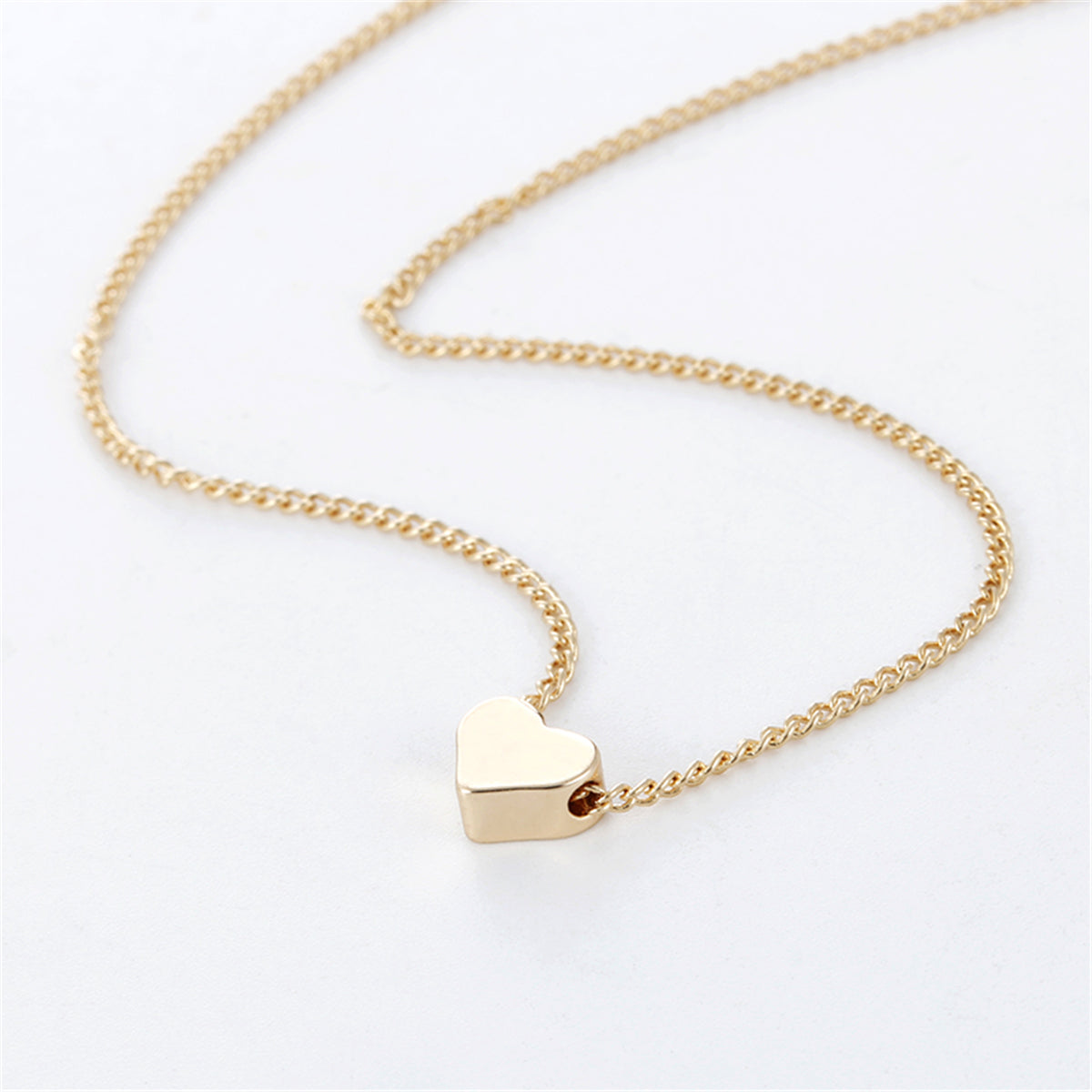 Simple Fashion Gold Color Double-sided Love Pendant Necklaces Clavicle Chains Necklace