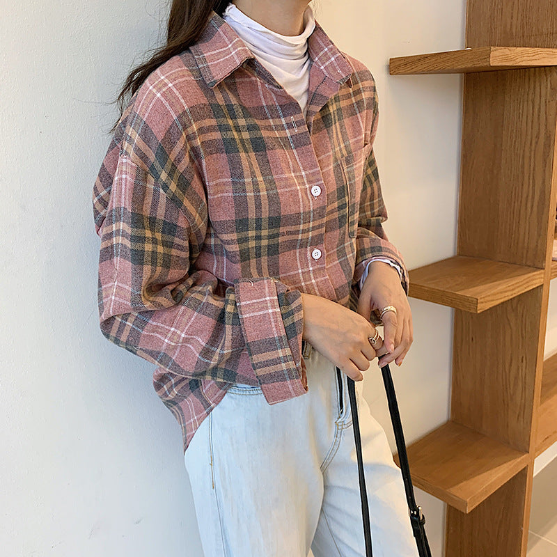 Autumn thin plaid shirt