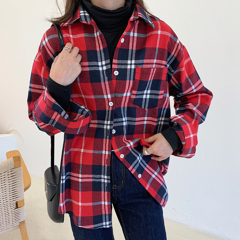 Autumn thin plaid shirt