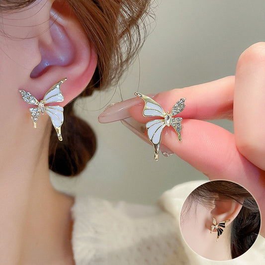 Rhinestone Dripped Butterflies Stud Earrings