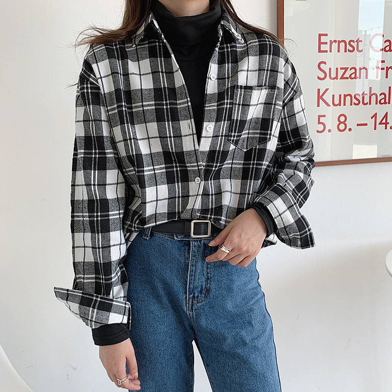 Autumn thin plaid shirt