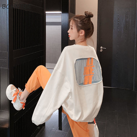 Women'S Pullover With Cotton White Sweater Korean Loose Spring Autumn