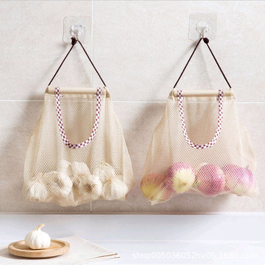 Polyester Mesh Kitchen Storage Bag Portable, Bag Home Storage Wall Shelves