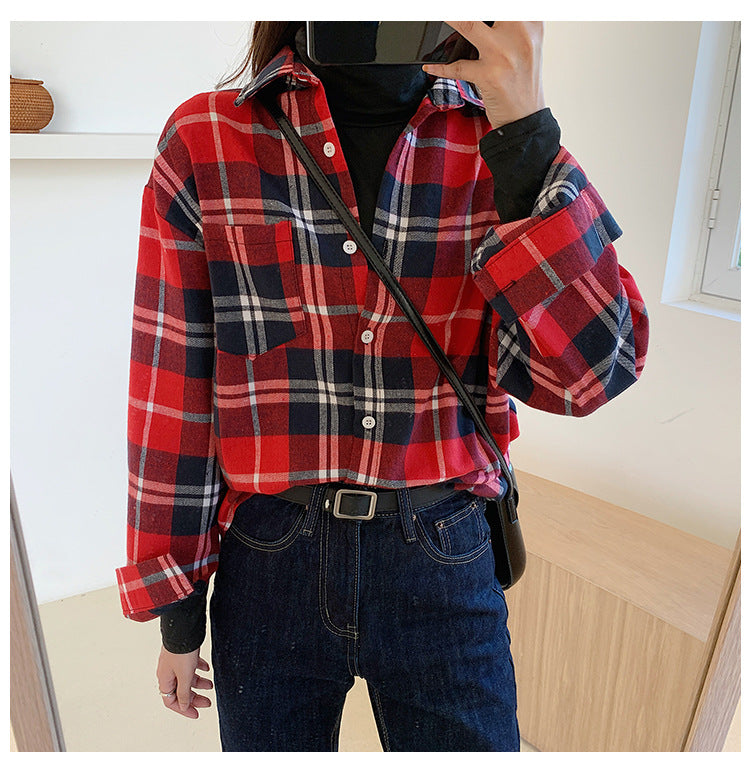 Autumn thin plaid shirt