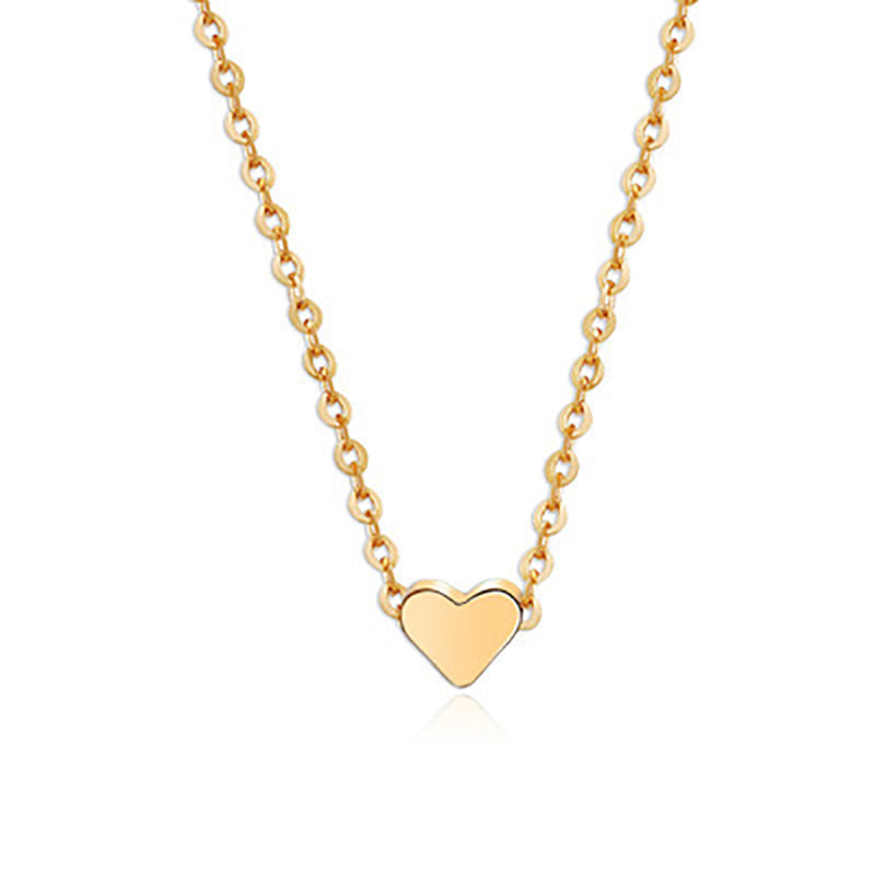 Simple Fashion Gold Color Double-sided Love Pendant Necklaces Clavicle Chains Necklace