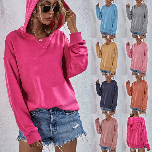 Women's Hoodie Sweatshirt Sports Casual Candy Color Long Sleeve Tops