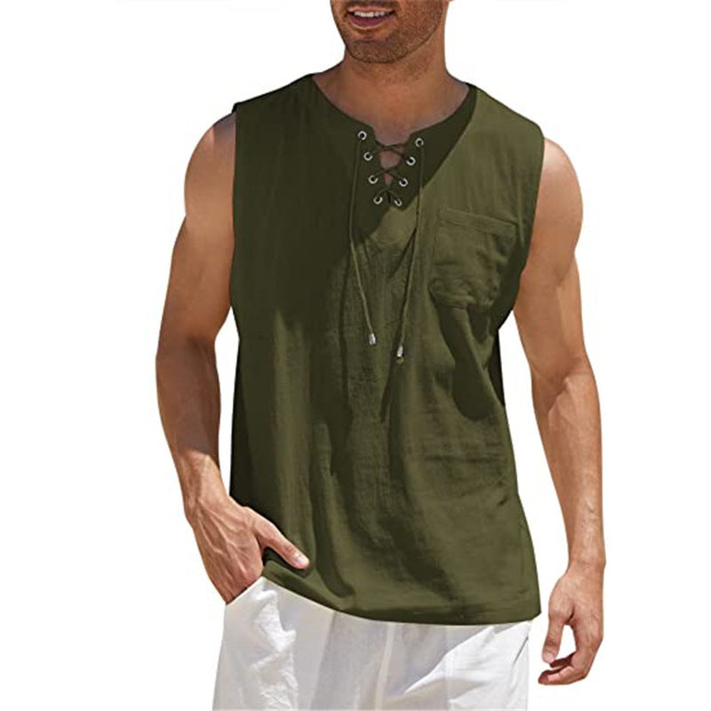 Men Shirt Collar Tie Short Sleeve T-Shirt