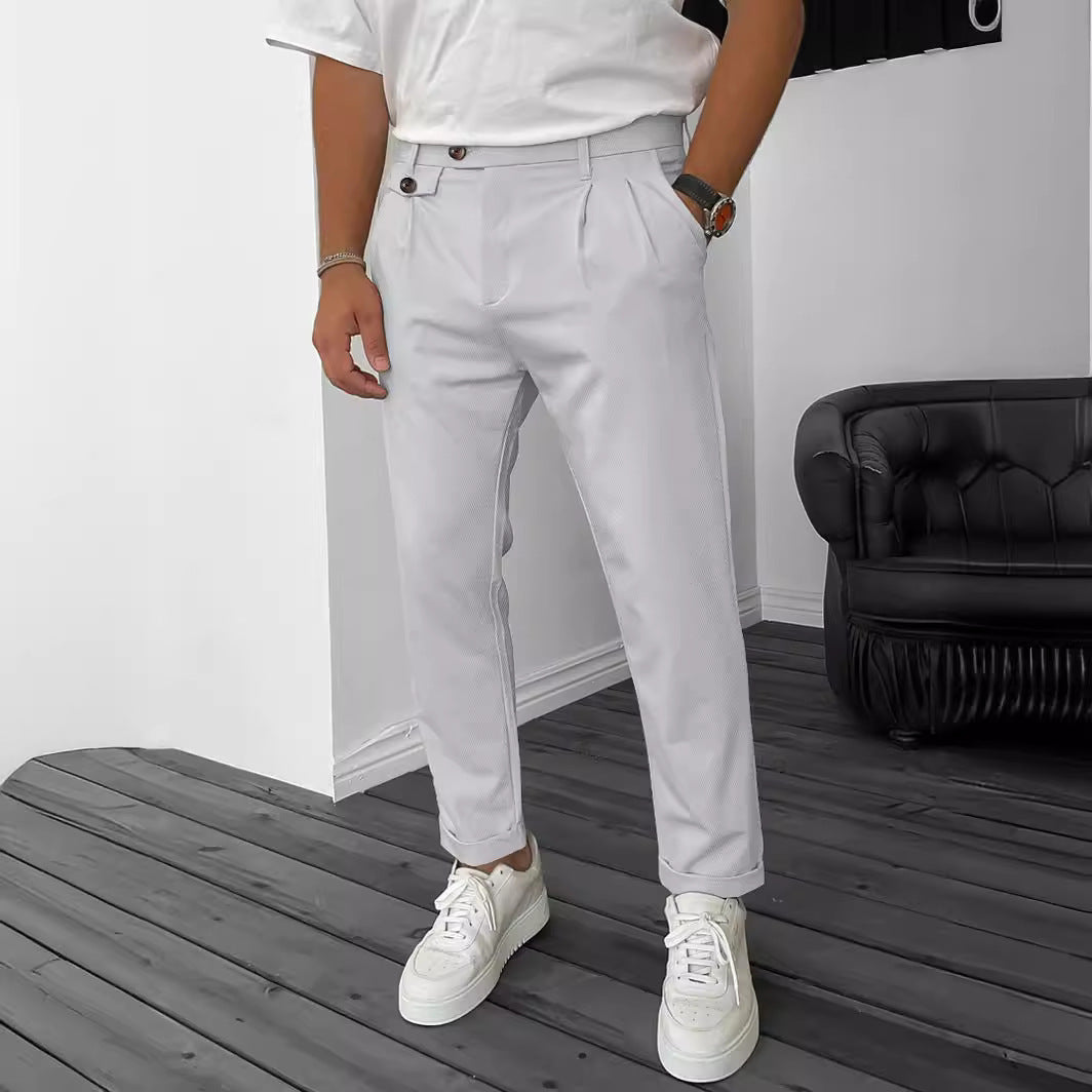 Men's Solid Color Casual Tappered Business Pants