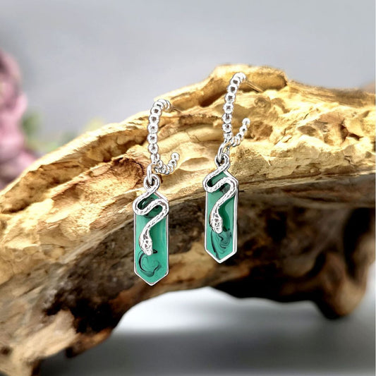 Women's Snake Earrings Retro Emerald Color Prismatic