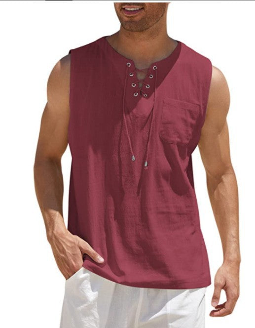 Men Shirt Collar Tie Short Sleeve T-Shirt