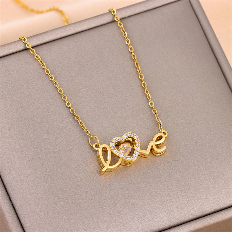 Titanium Steel Necklace Love  Female Clavicle Chain