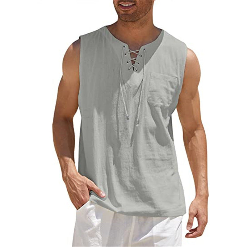 Men Shirt Collar Tie Short Sleeve T-Shirt