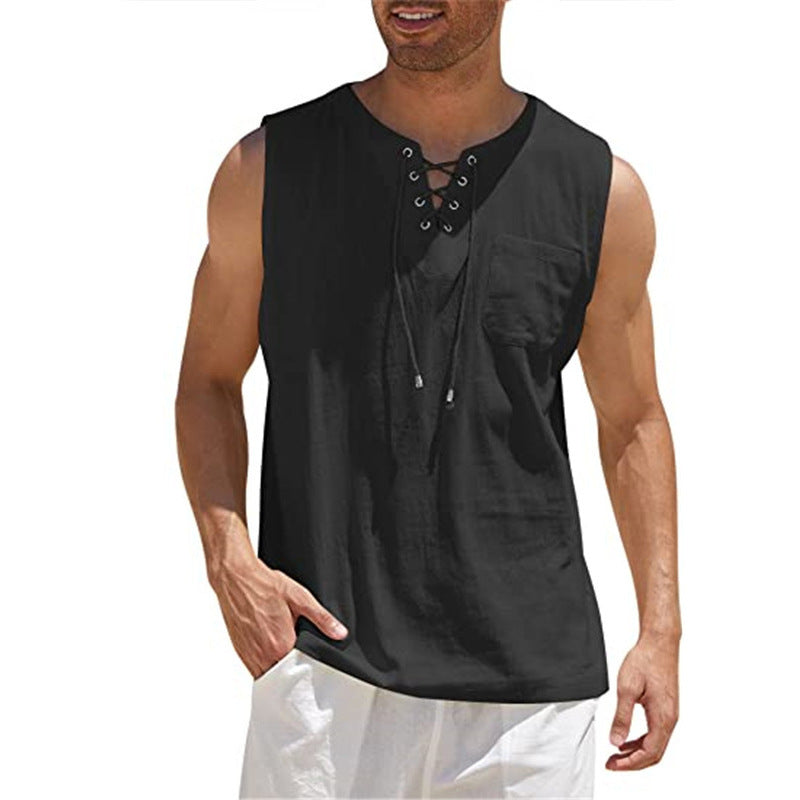 Men Shirt Collar Tie Short Sleeve T-Shirt