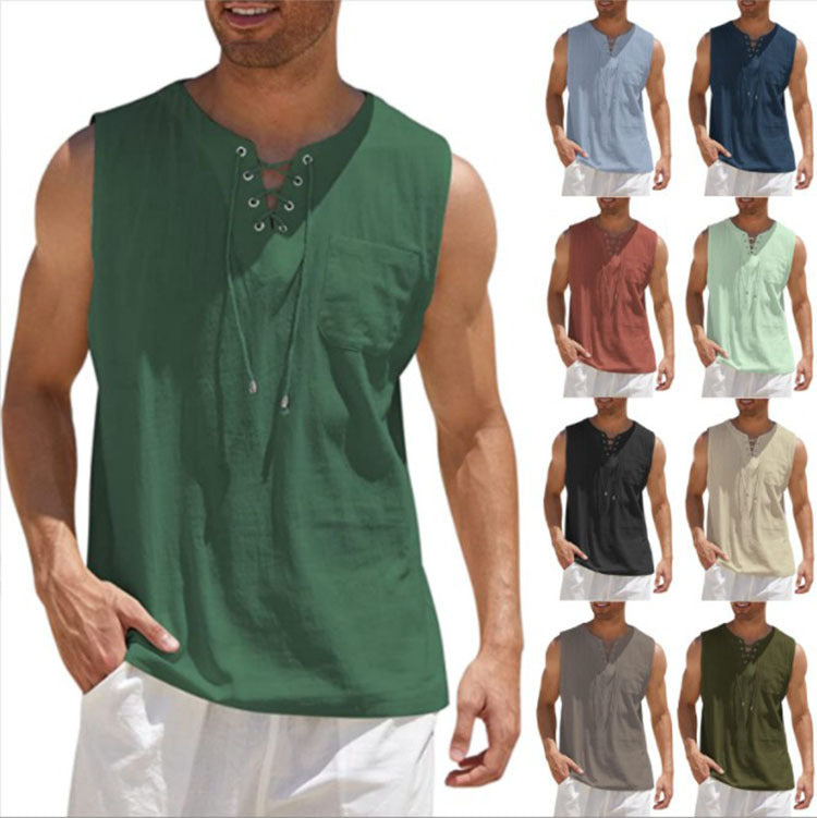 Men Shirt Collar Tie Short Sleeve T-Shirt