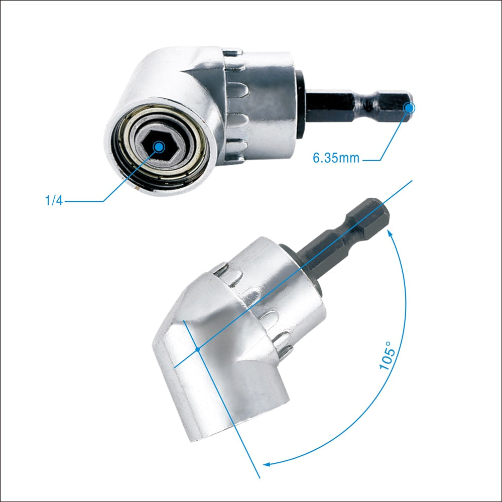 105 Degree Angle Screwdriver Set Socket Holder Adapter Adjustable Bits Drill Bit Angle Screw Driver Tool 1/4inch Hex Bit Socket