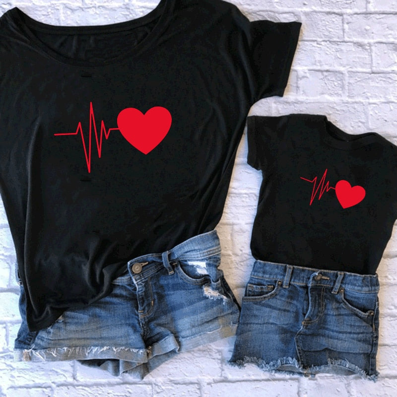 Cute Family Look Matching Clothes Mommy And Me Tshirt