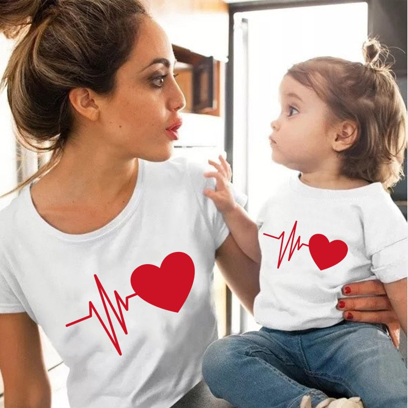 Cute Family Look Matching Clothes Mommy And Me Tshirt