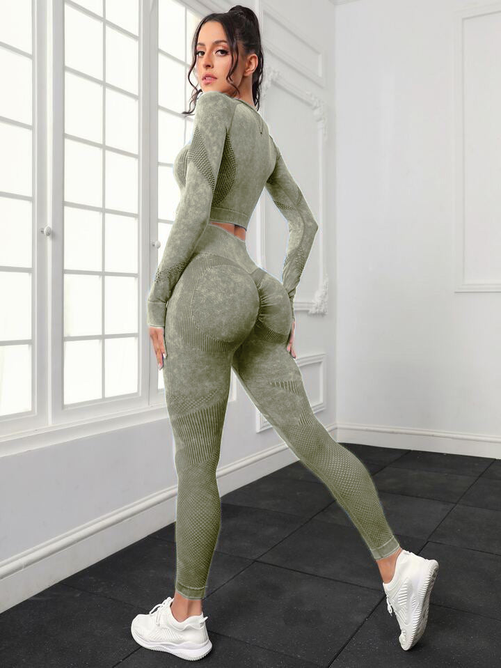 Sports Long Sleeve Fitness Yoga Pants Two-piece Set