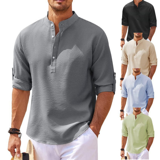 Stand Collar Button Shirt Summer Casual