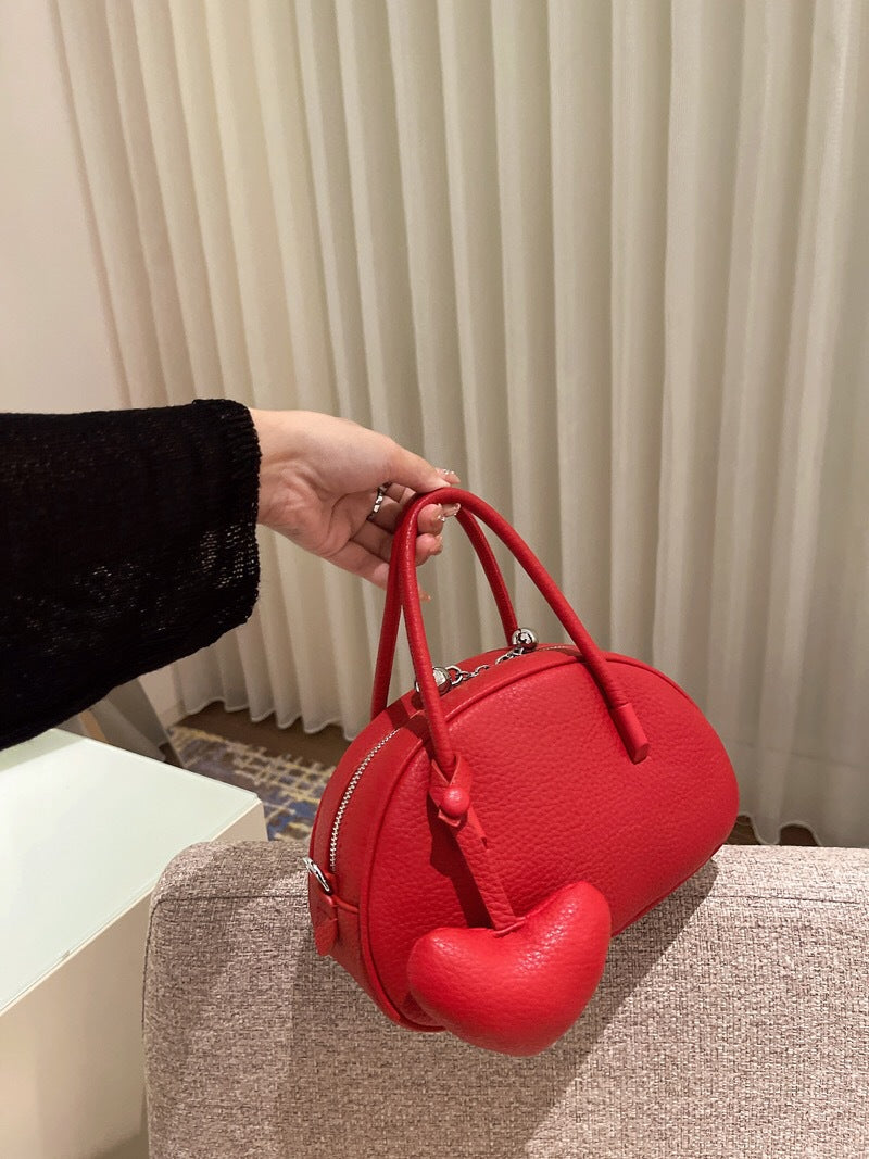 2024 Handbag For WomenLuxury Designer Heart Crossbody Bag Solid Concise