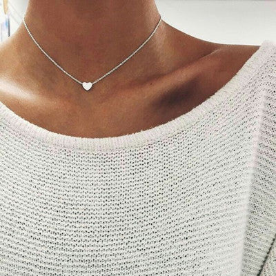 Simple Fashion Gold Color Double-sided Love Pendant Necklaces Clavicle Chains Necklace