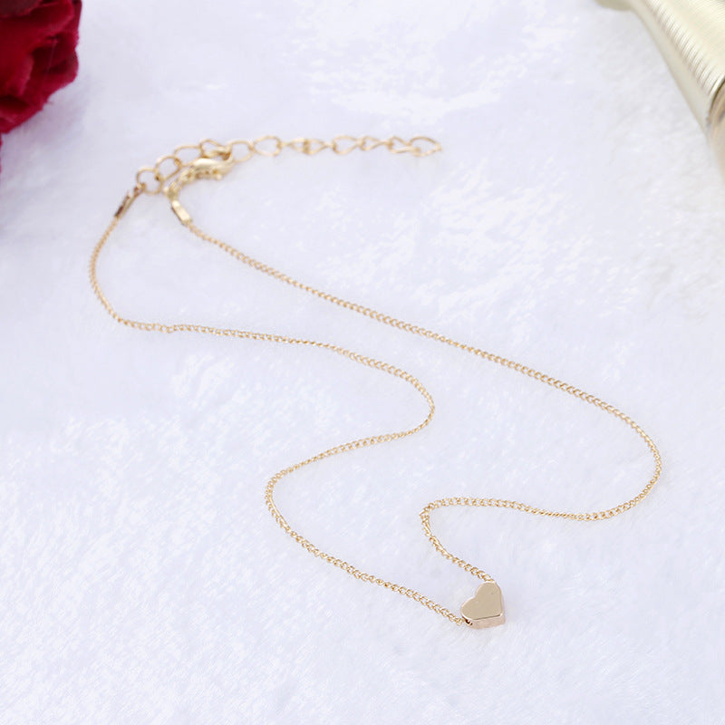 Simple Fashion Gold Color Double-sided Love Pendant Necklaces Clavicle Chains Necklace