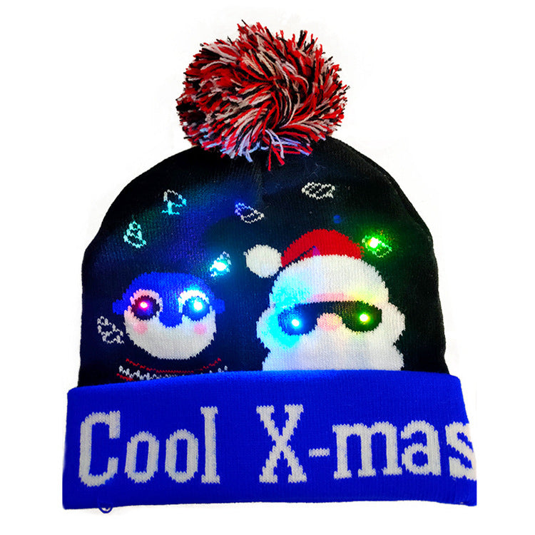LED Christmas Hat Sweater Knitted Beanie Christmas Light Up