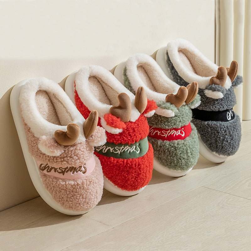 Christmas Shoes Winter Home Slippers Elk Soft Cozy