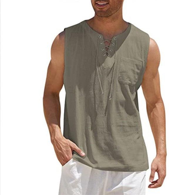 Men Shirt Collar Tie Short Sleeve T-Shirt