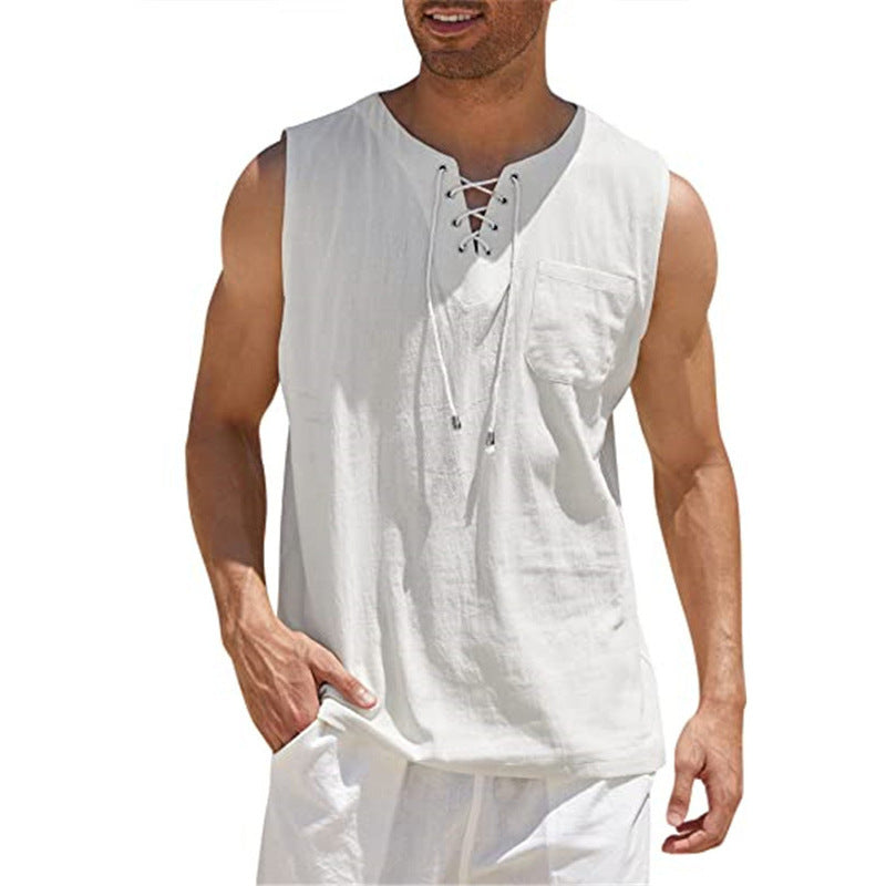 Men Shirt Collar Tie Short Sleeve T-Shirt