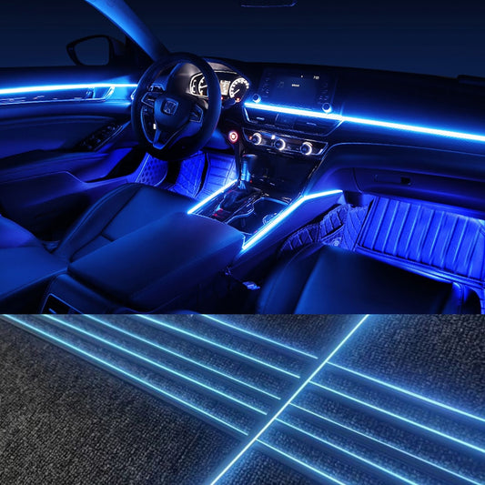 Car Ambient Lights RBG 64 Color Interior Acrylic Strip Light Guide Fiber Optic Interior Decoration Atmosphere Lamp 18 In 1 LED